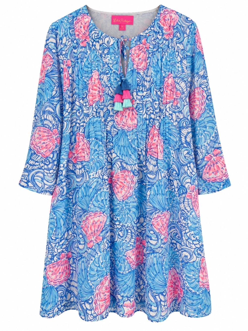Lilly Pulitzer Marilina Raising Shell Tunic Dress Blue Pink XL